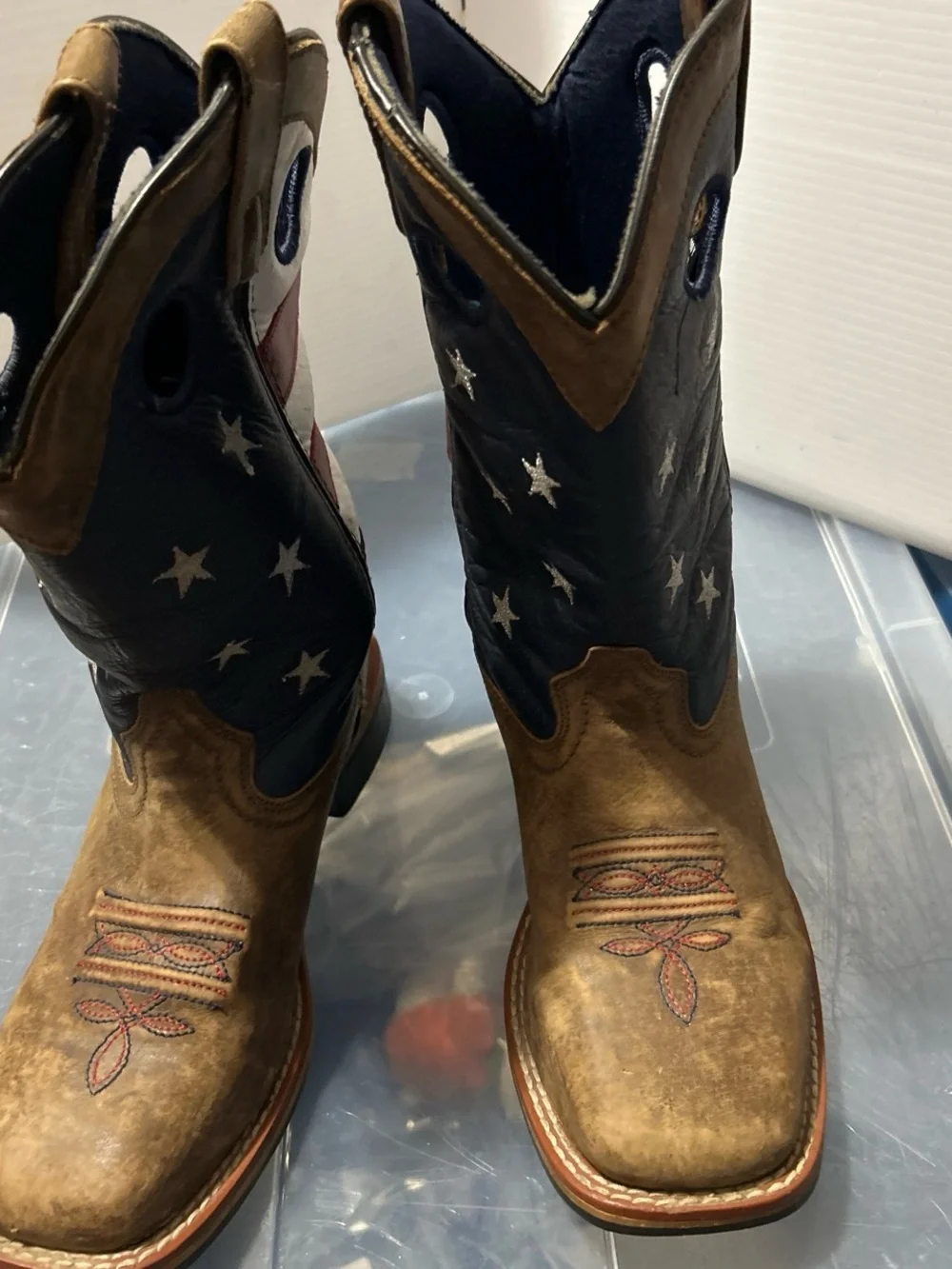 Girls Smoky Mountain Boots Brown USA Flag Size 3.5